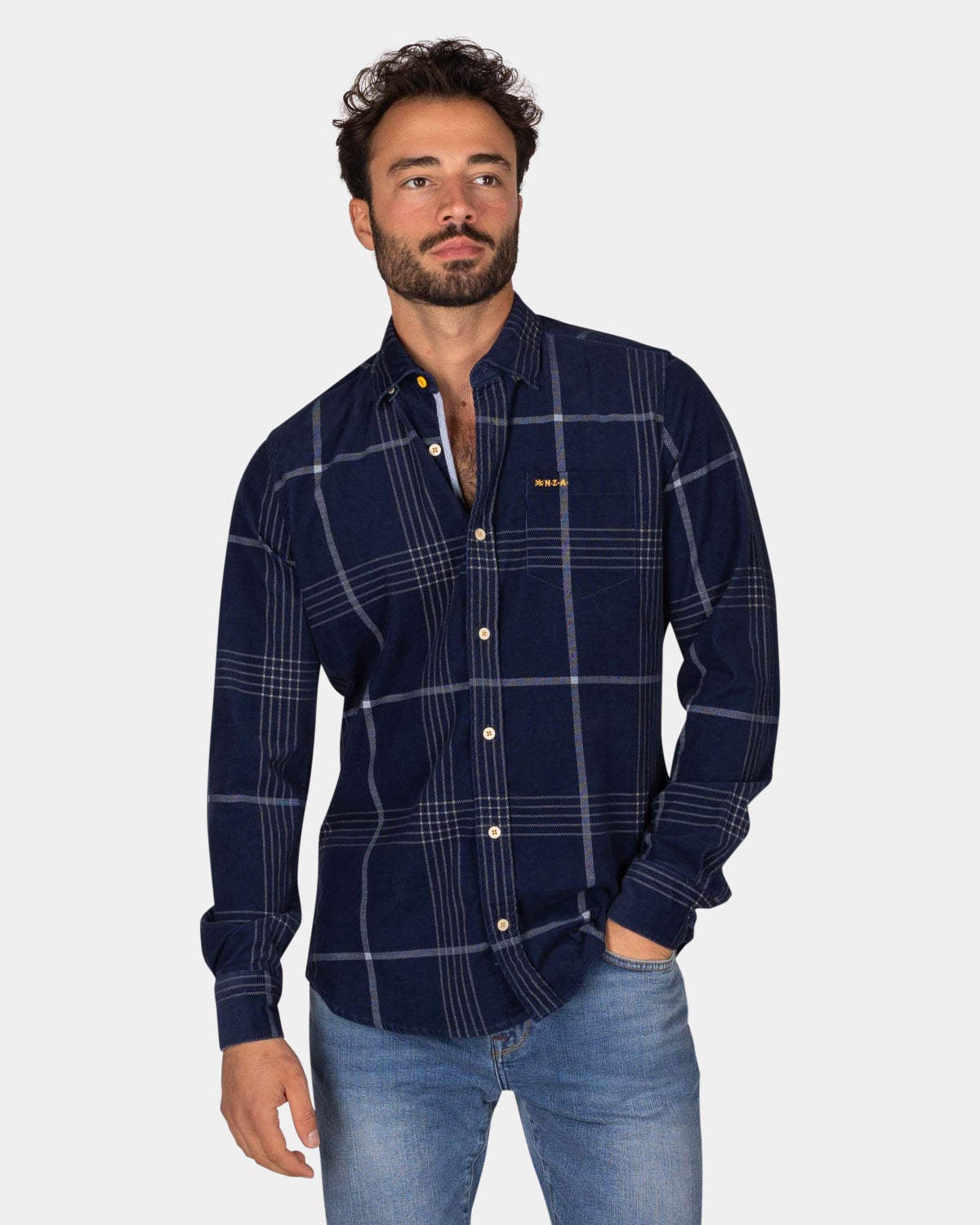 Corduroy dark blue checkered shirt - Winter Navy