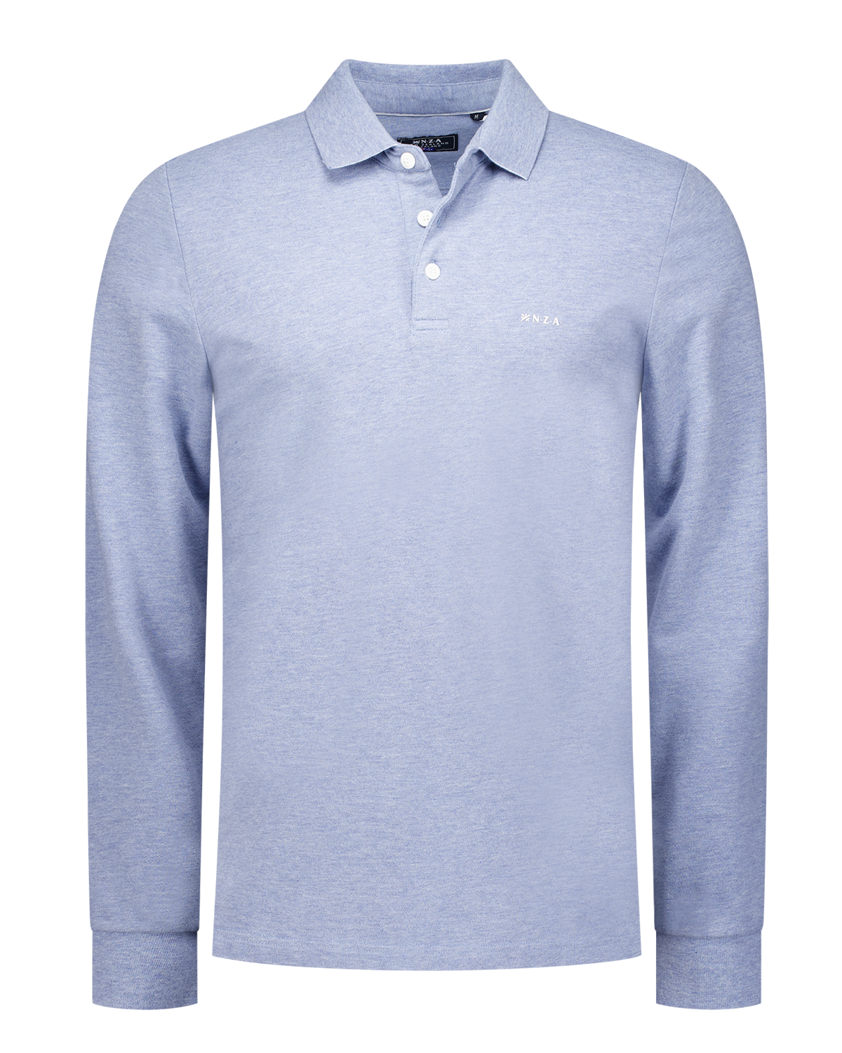 Hellblaues Poloshirt mit langen Ärmeln - Marble Blue