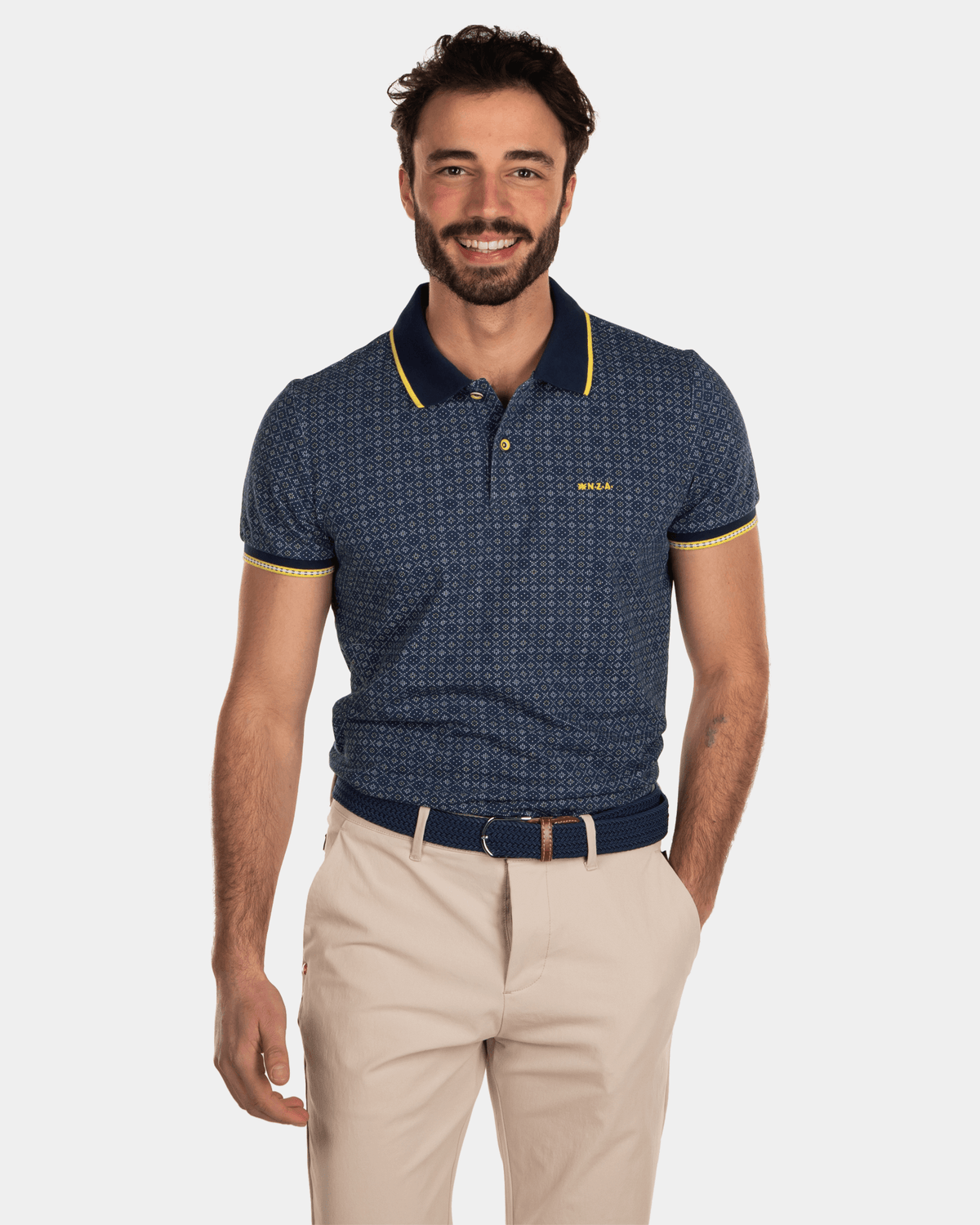 Gepunktetes Poloshirt - Key Navy