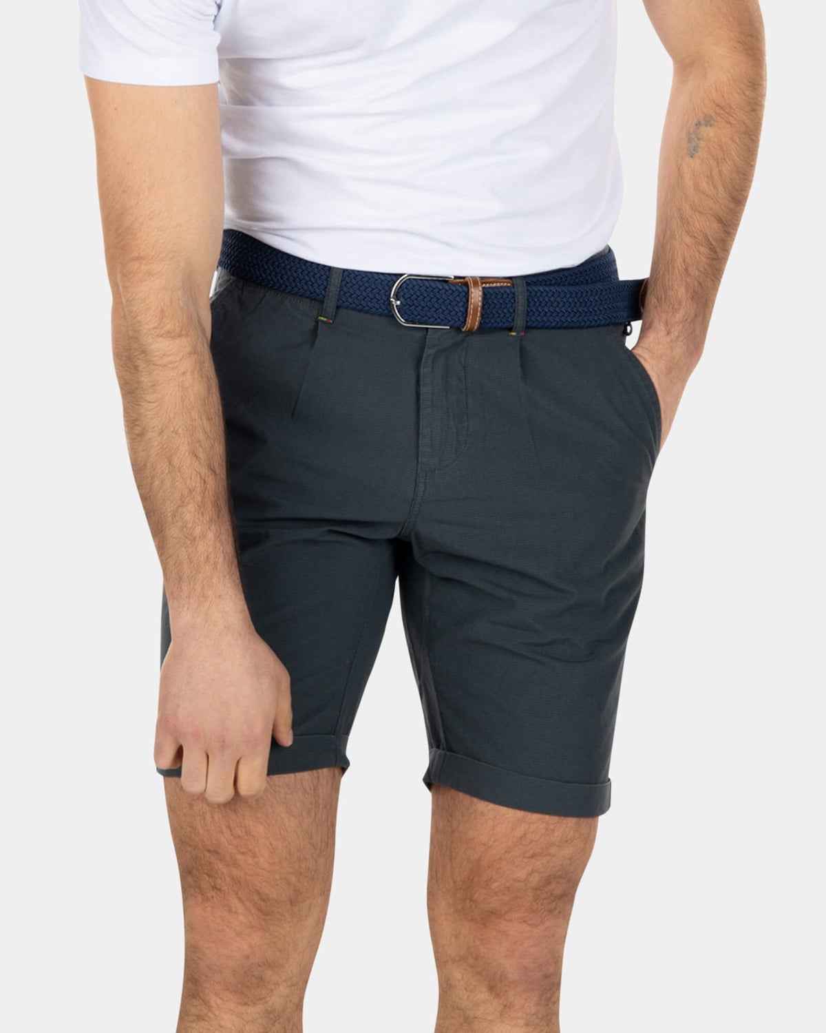 Chino-Shorts aus Baumwolle - Green Grey