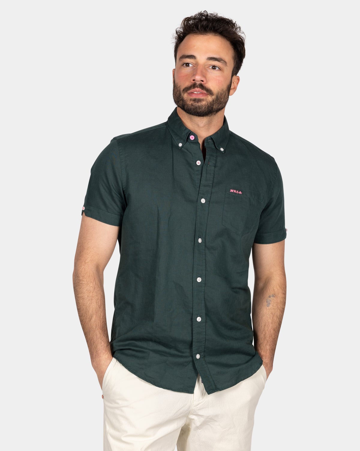 Chemise en lin ﾈ manches courtes - Classic Green