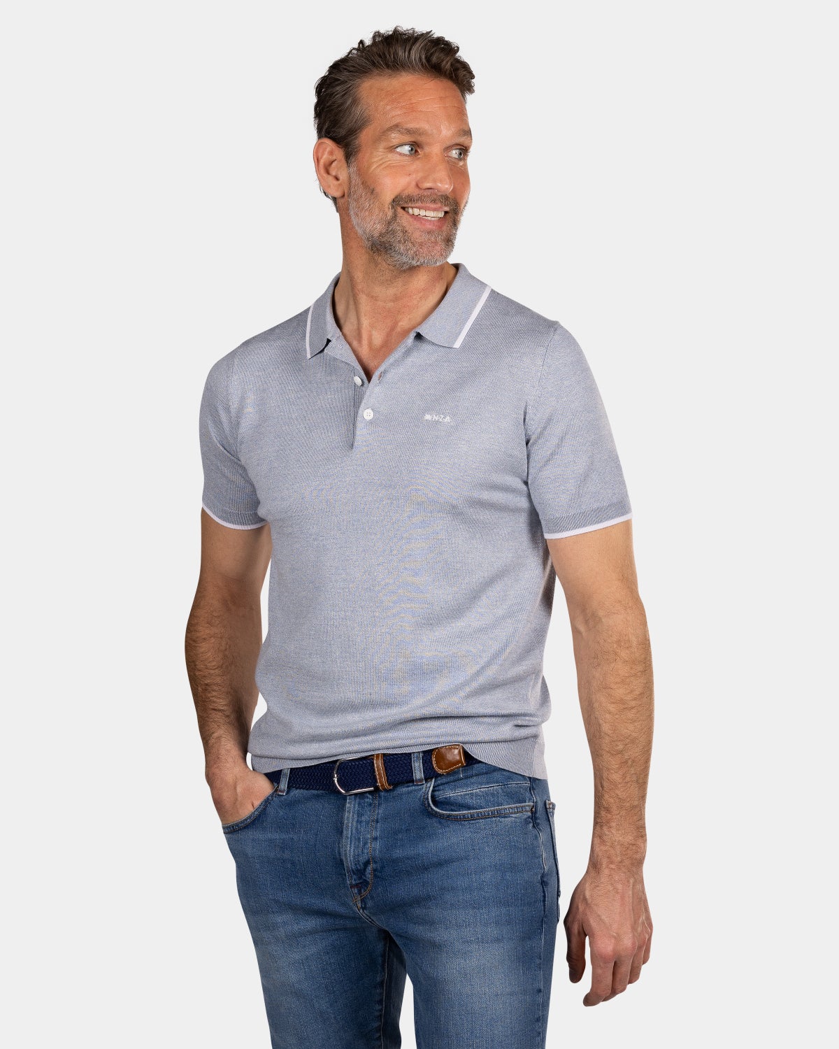 Blauwe polo met witte details - Phantom Blue