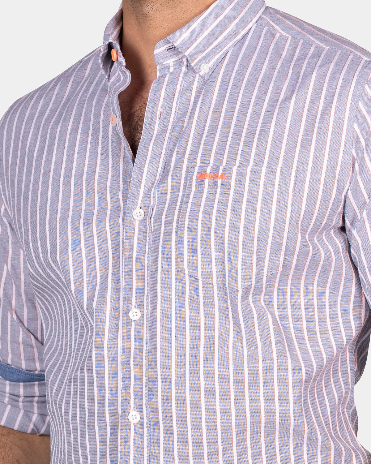 Cotton shirt with stripe - Ocean Navy