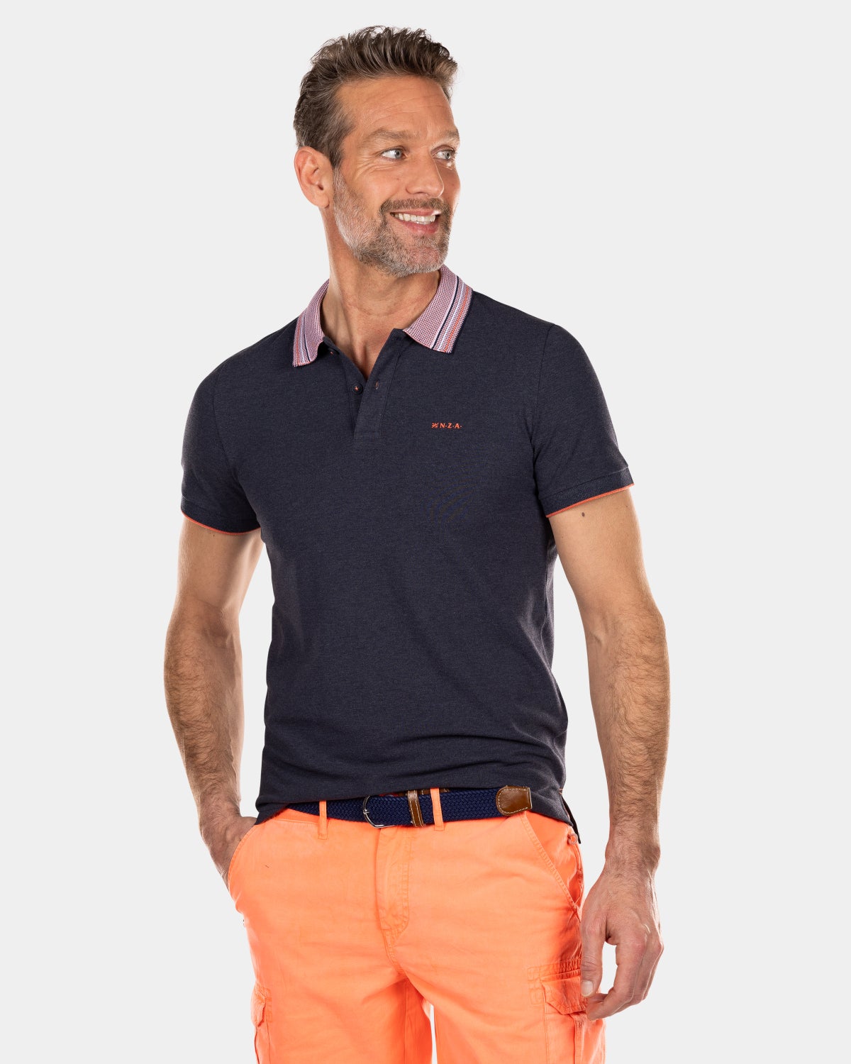 Einfarbiges Poloshirt mit kurzen Ärmeln - Traditional Navy