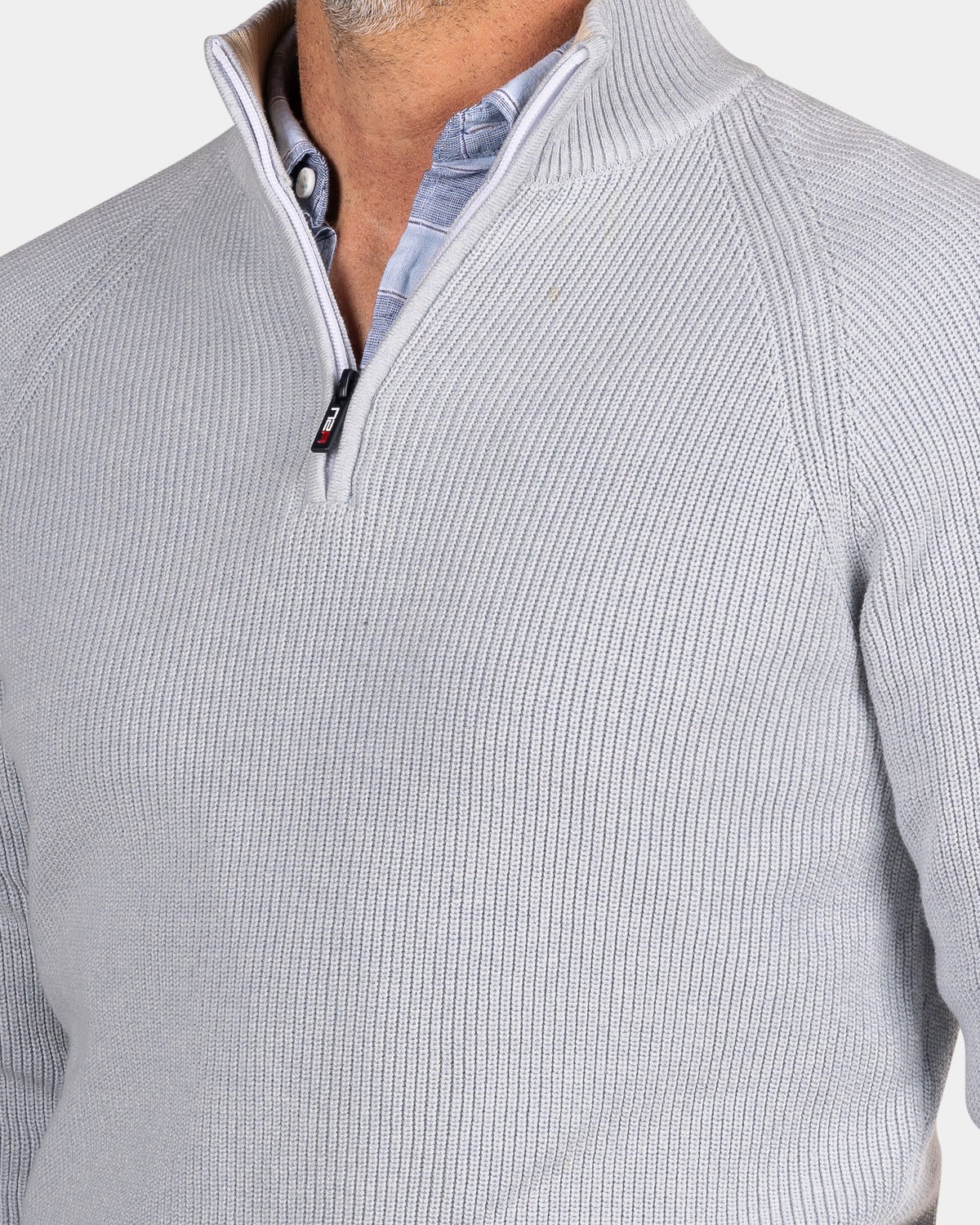 Light blue knitted half zip pullover - Phantom Blue