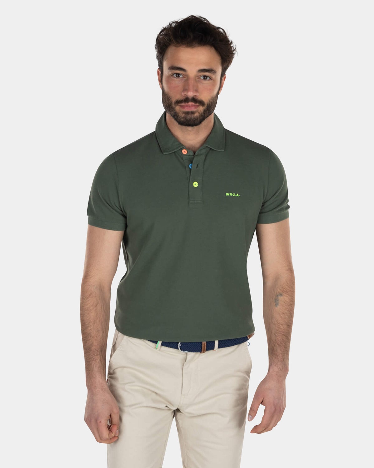 Baumwolle Basic-Poloshirt - High Summer Army