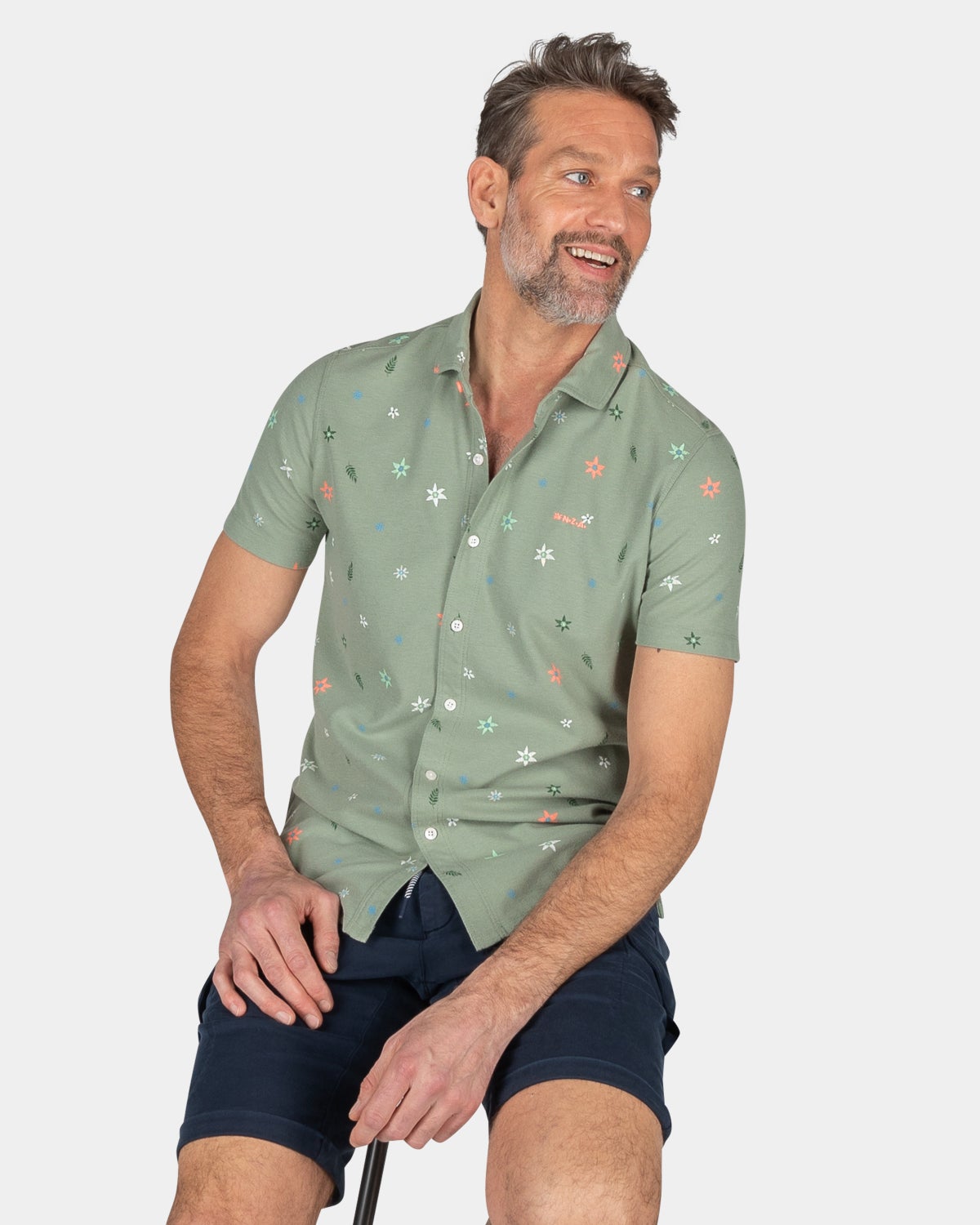 Chemise verte à fleurs - Mellow Army