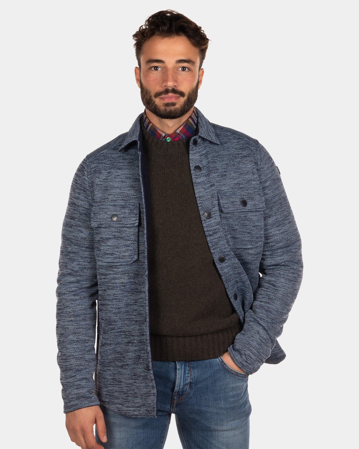 Fleece overshirt Frankton - Steady Navy