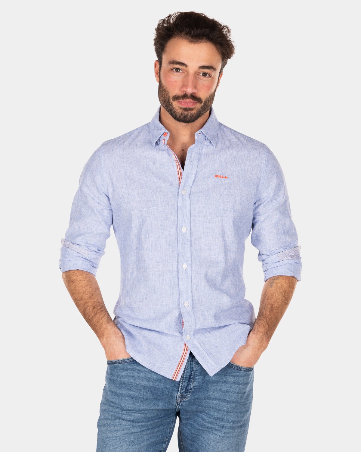 Chemise en coton à manches longues - Rhythm Blue