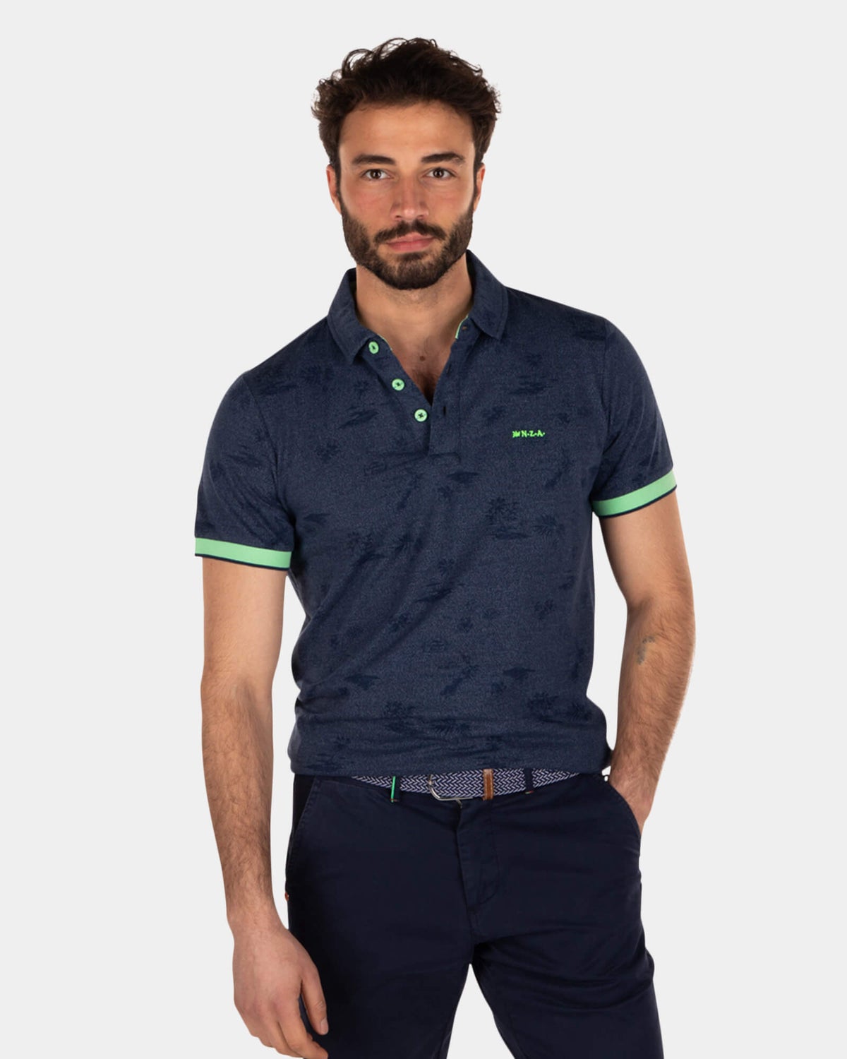 Polo imprimé d'été bleu - Key Navy