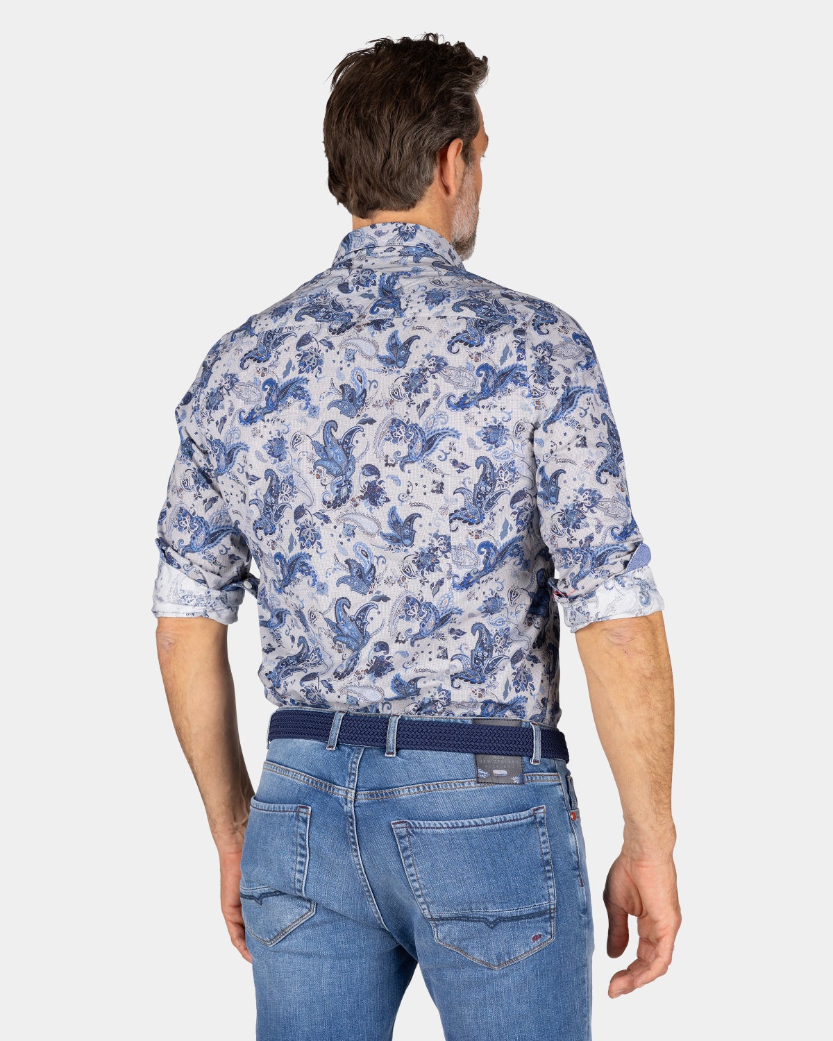 Chemise grise avec imprimé feuille bleu - Brave Blue