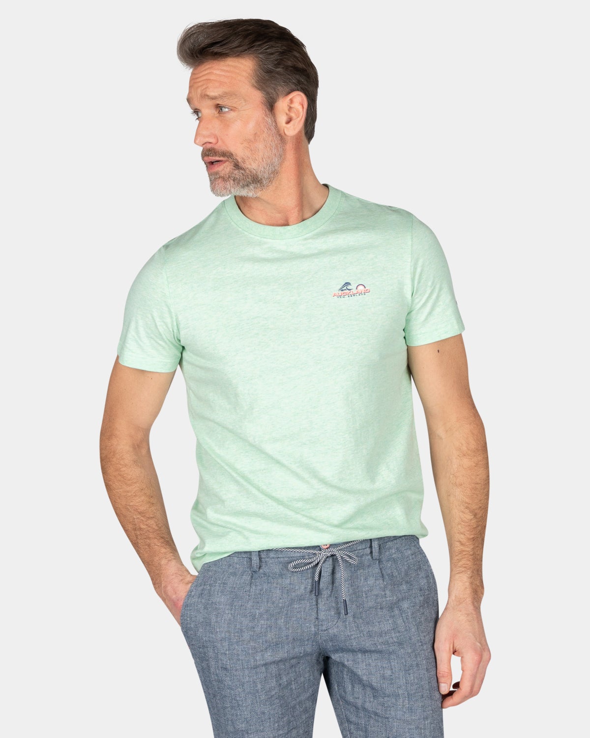 Effen t-shirt van katoen - Teal Green