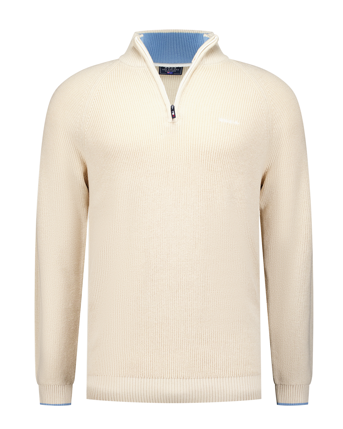 Beige knitted half zip pullover - Oat Sand