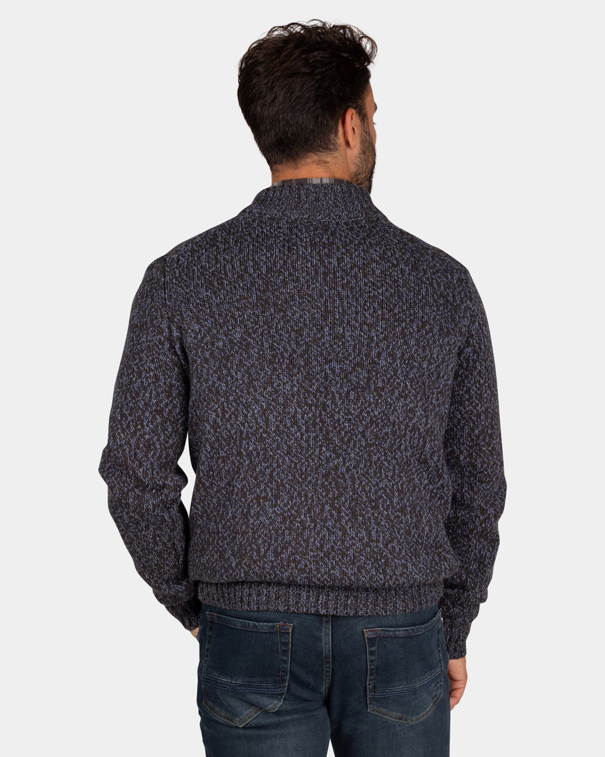 Gemêleerde donkerbruine wollen pullover  - Dark Mocca