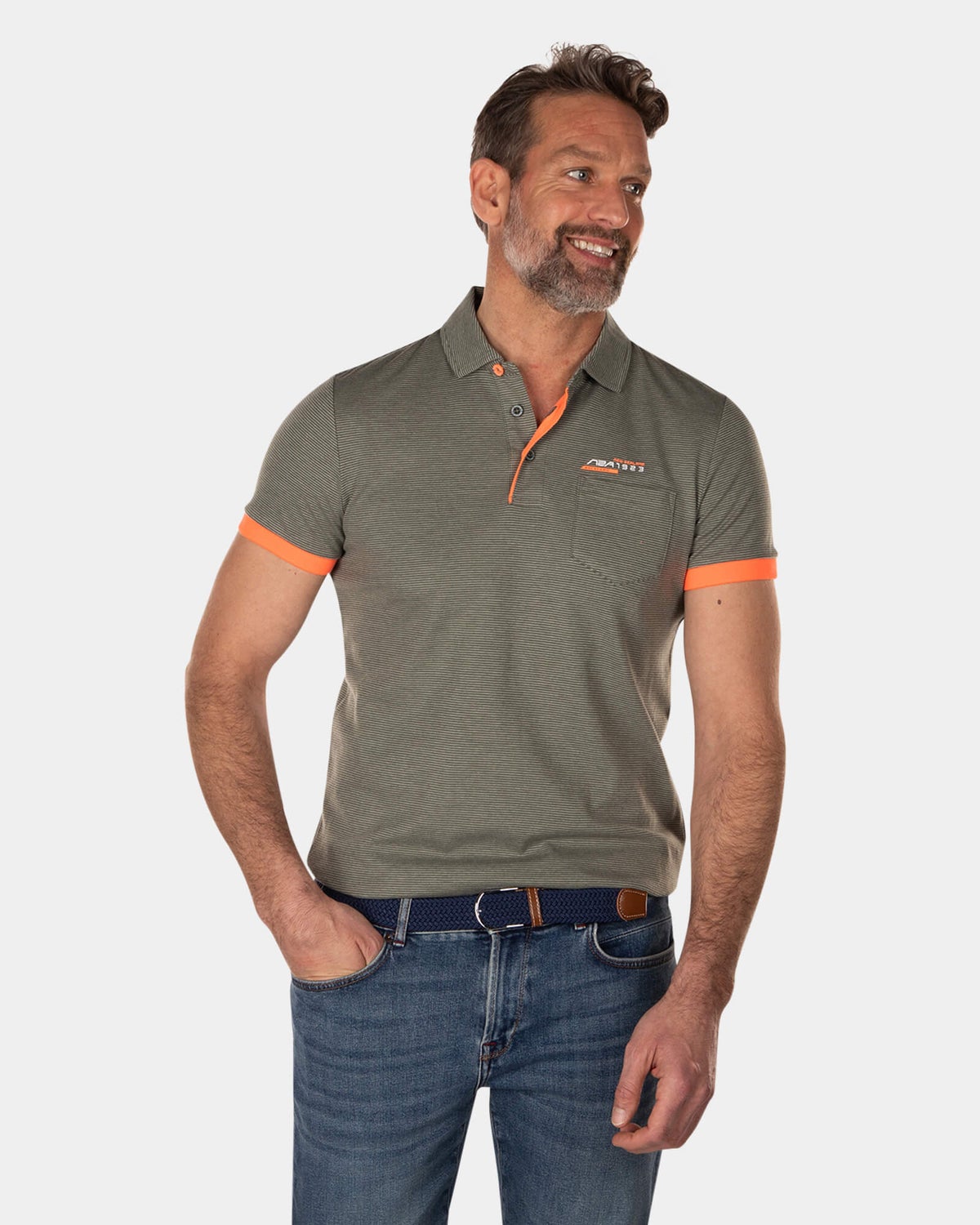 Gestreiftes Poloshirt aus Baumwolle und Polyester – High Summer Army