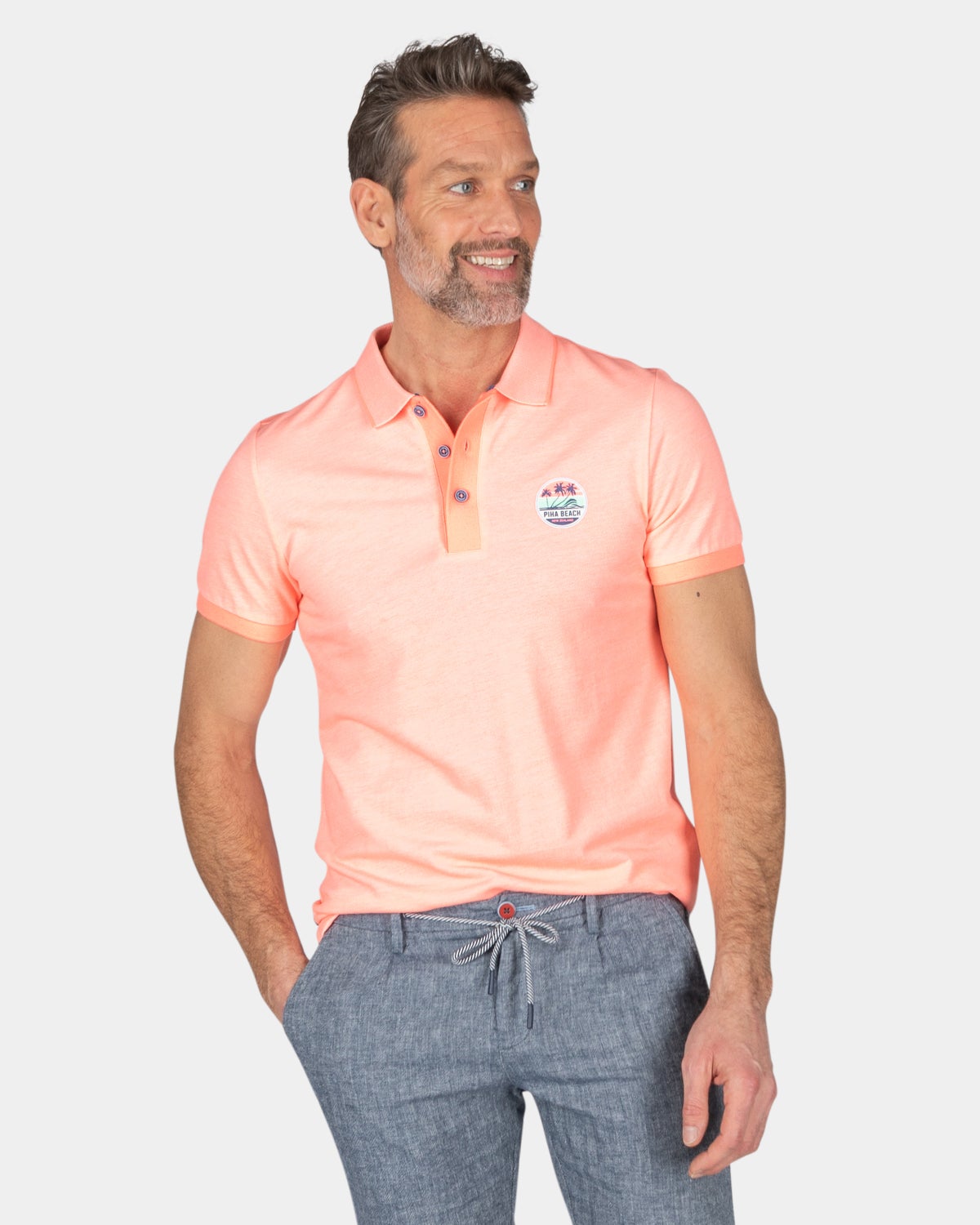 Plain cotton poloshirt - Fury Pink