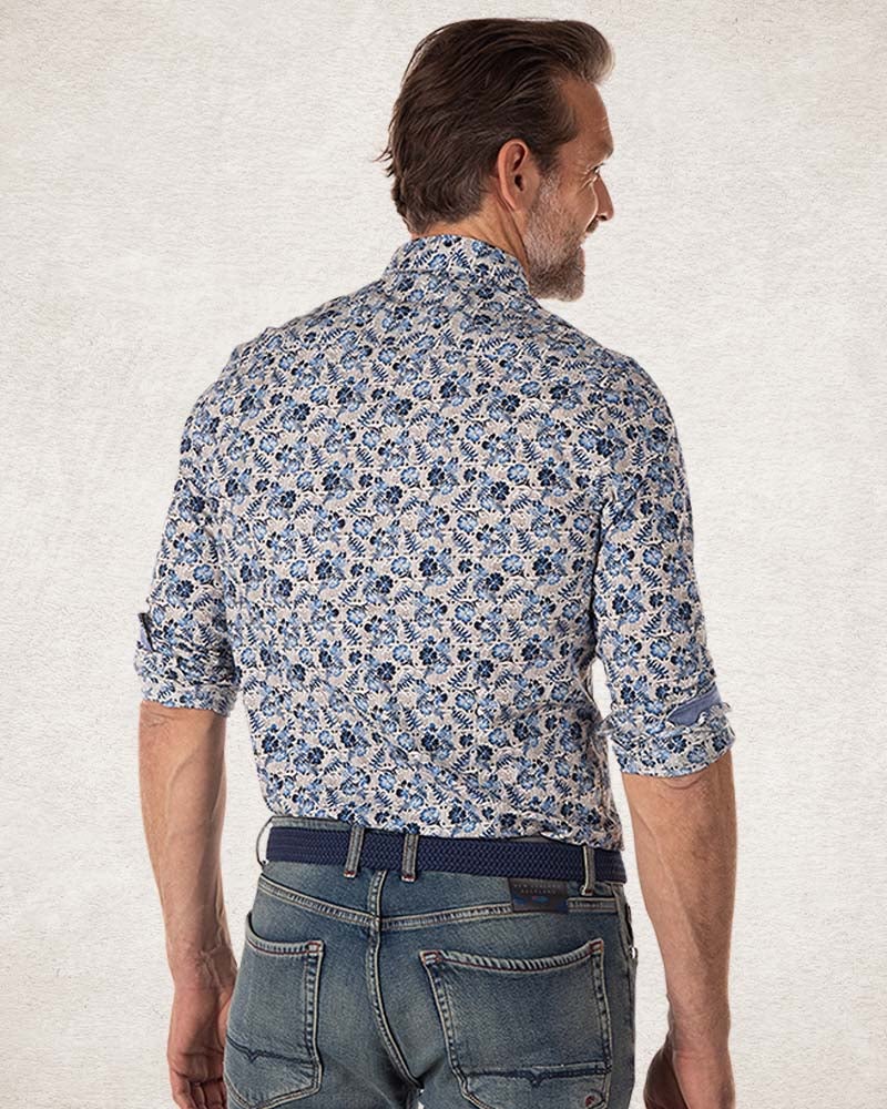 Camisa de algodón gris con estampado - Tar Grey