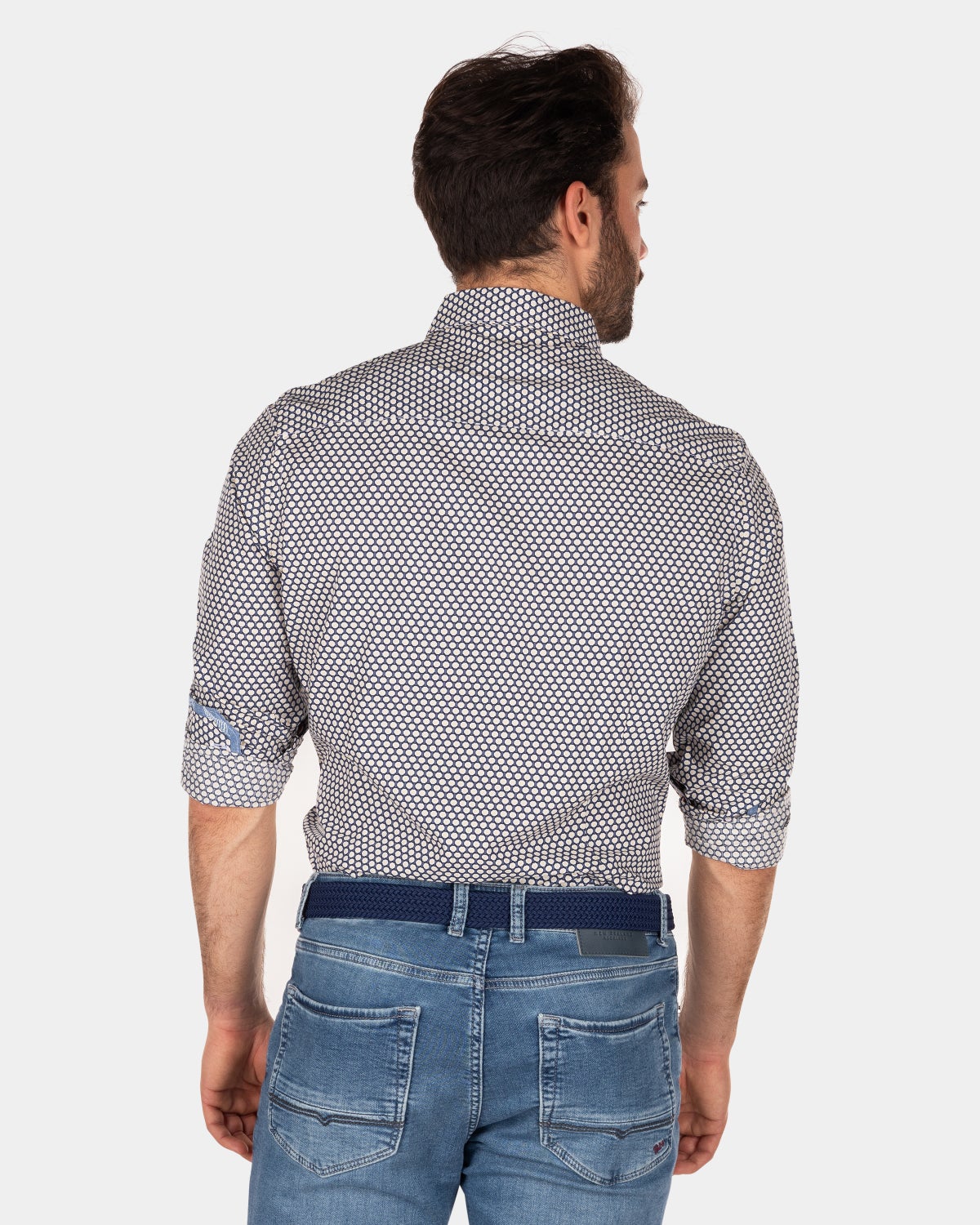 Camisa de algodón con lunares. - Dusk Navy