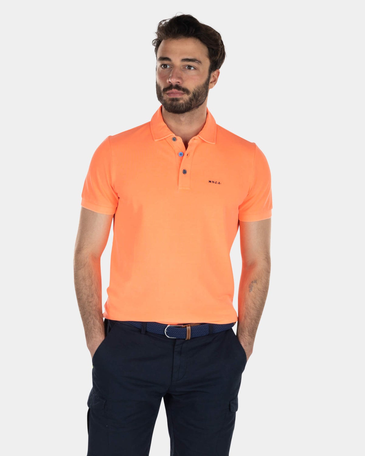 Baumwolle Basic-Poloshirt - High Summer Orange