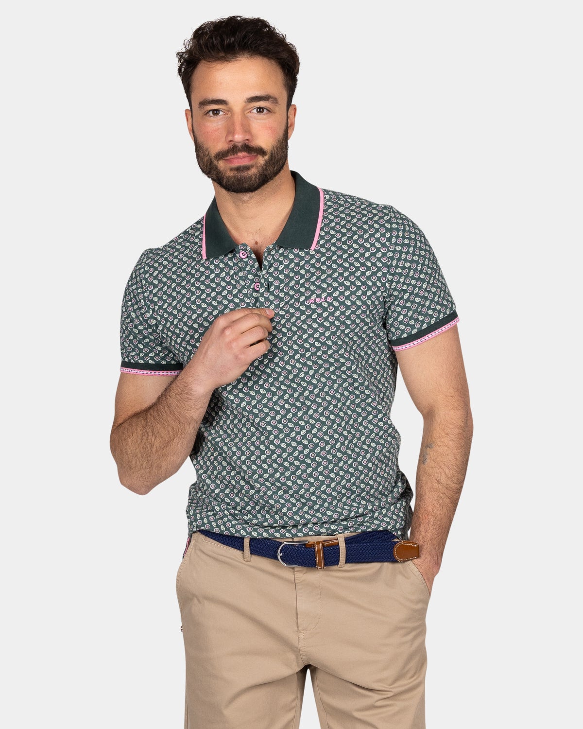 Polo verde con estampado grﾇfico - Classic Green