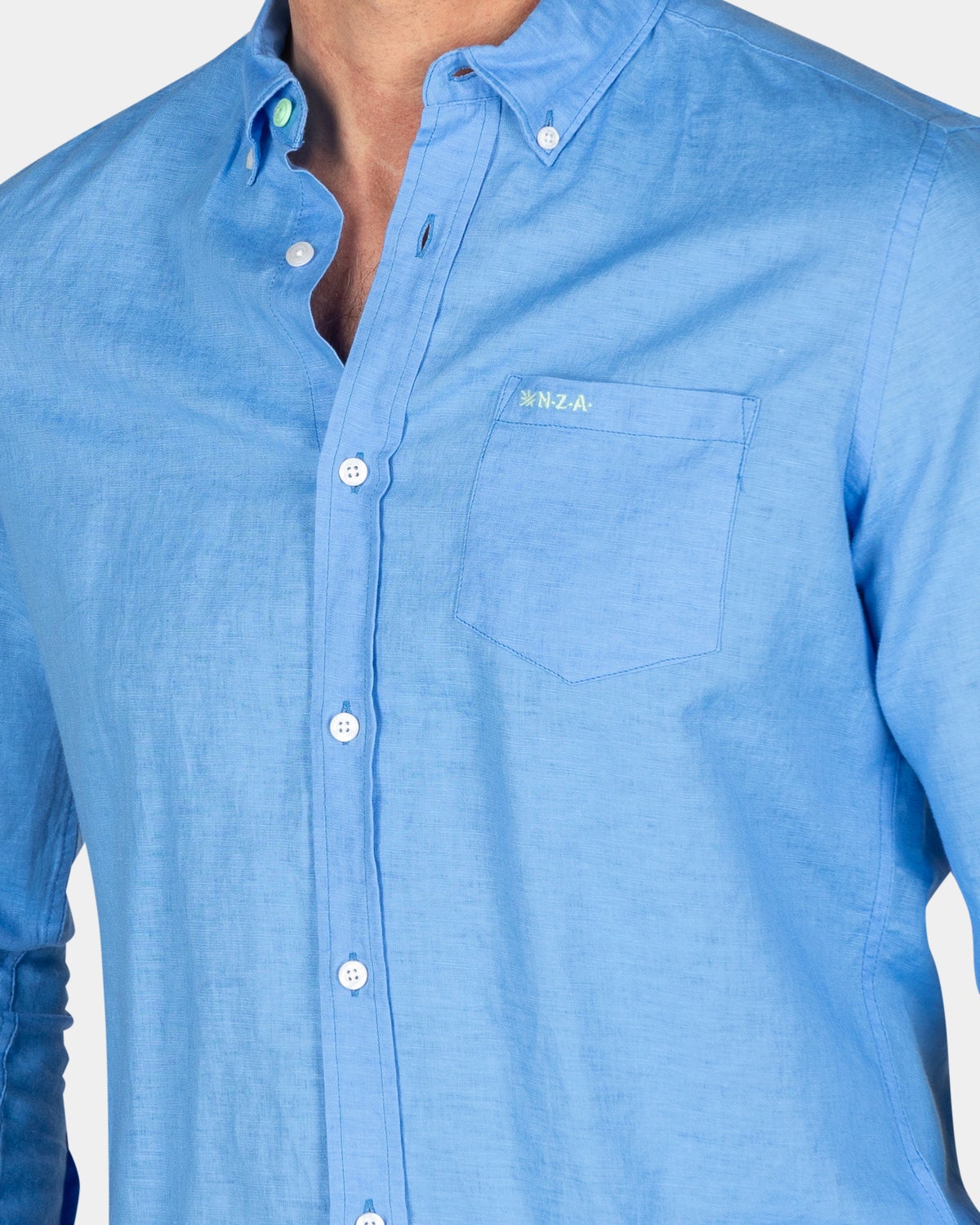 Camisa lisa de lino - Bed Blue