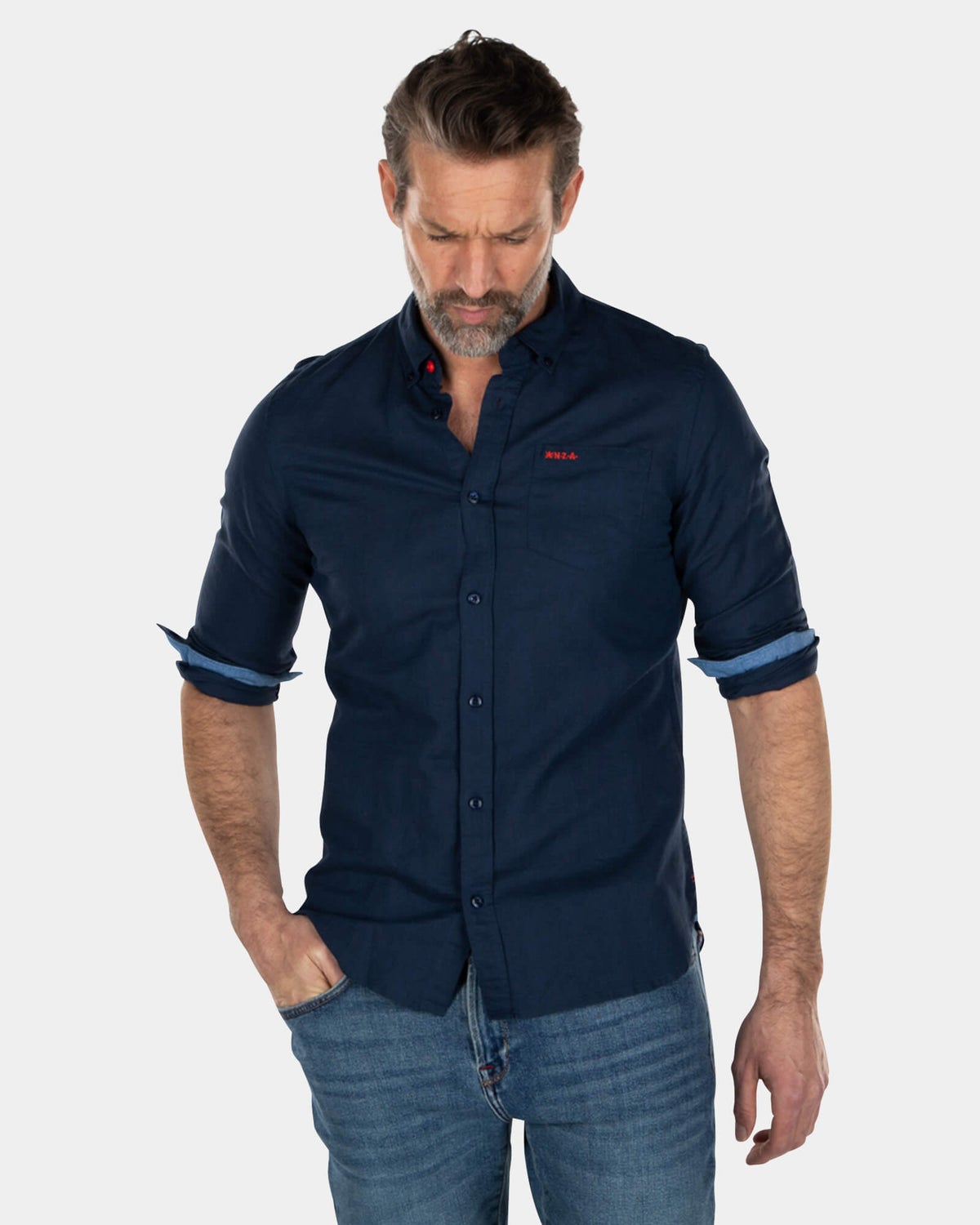 Camisa de lino de color liso - Key Navy