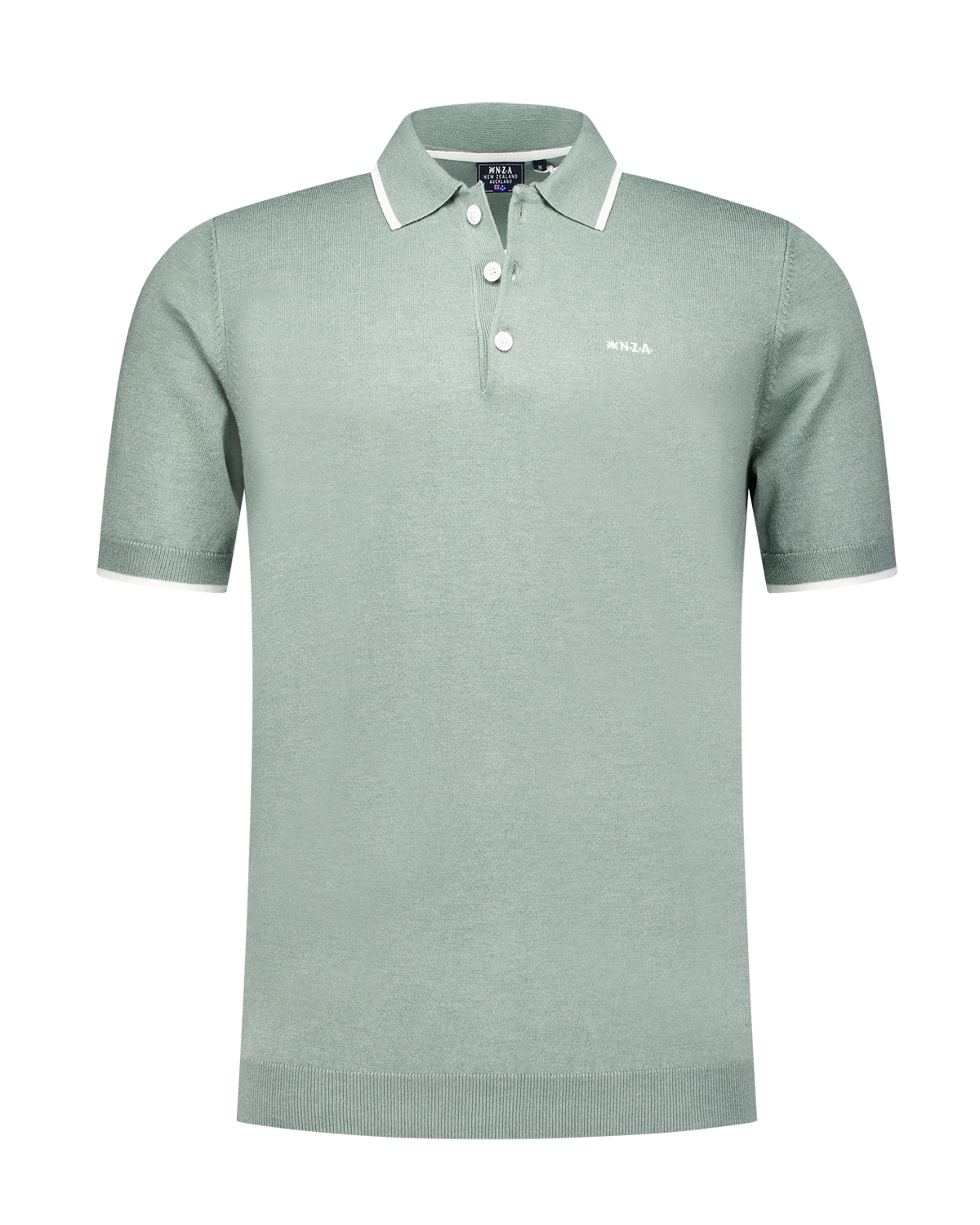 Green polo with white details - Sage