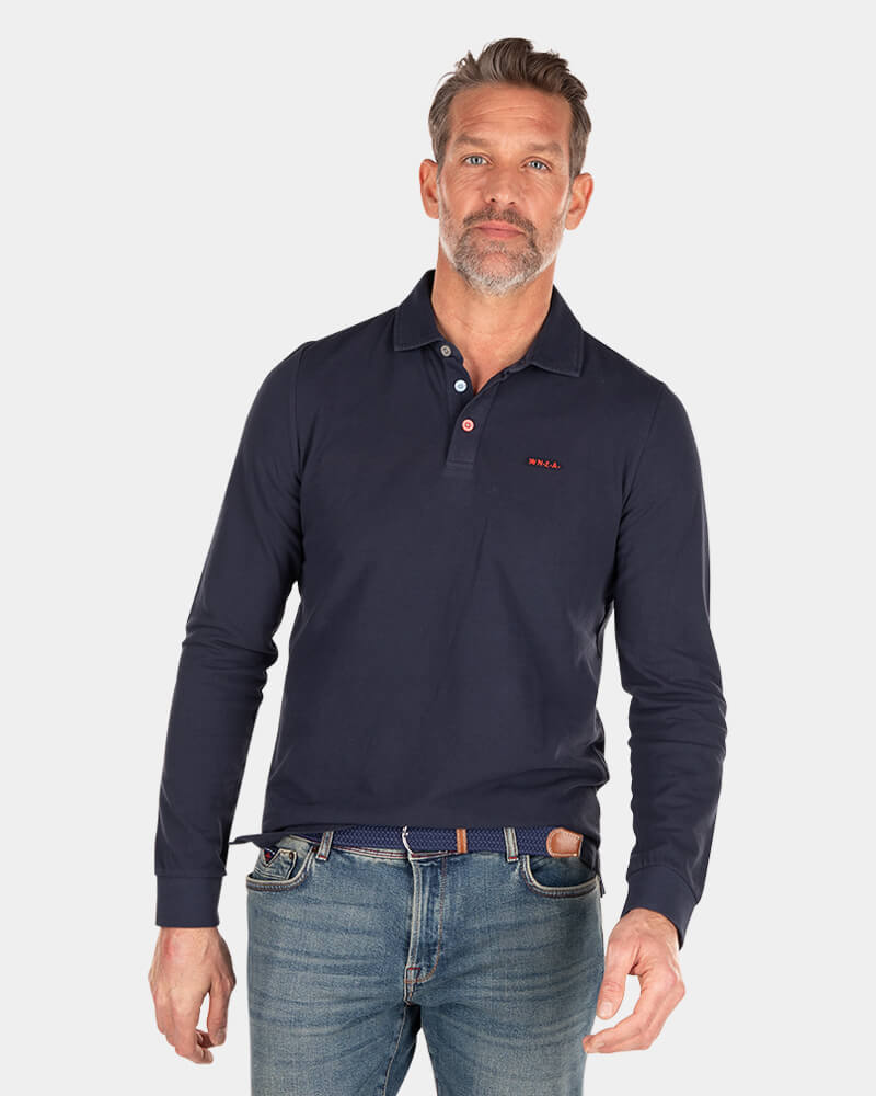 Schlichtes Poloshirt mit langen Ärmeln - Traditional Navy