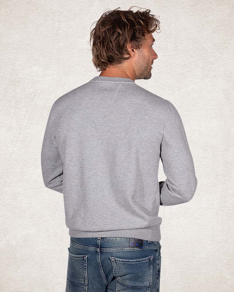 Sweat-shirt à col rond et logo - Grey Melange