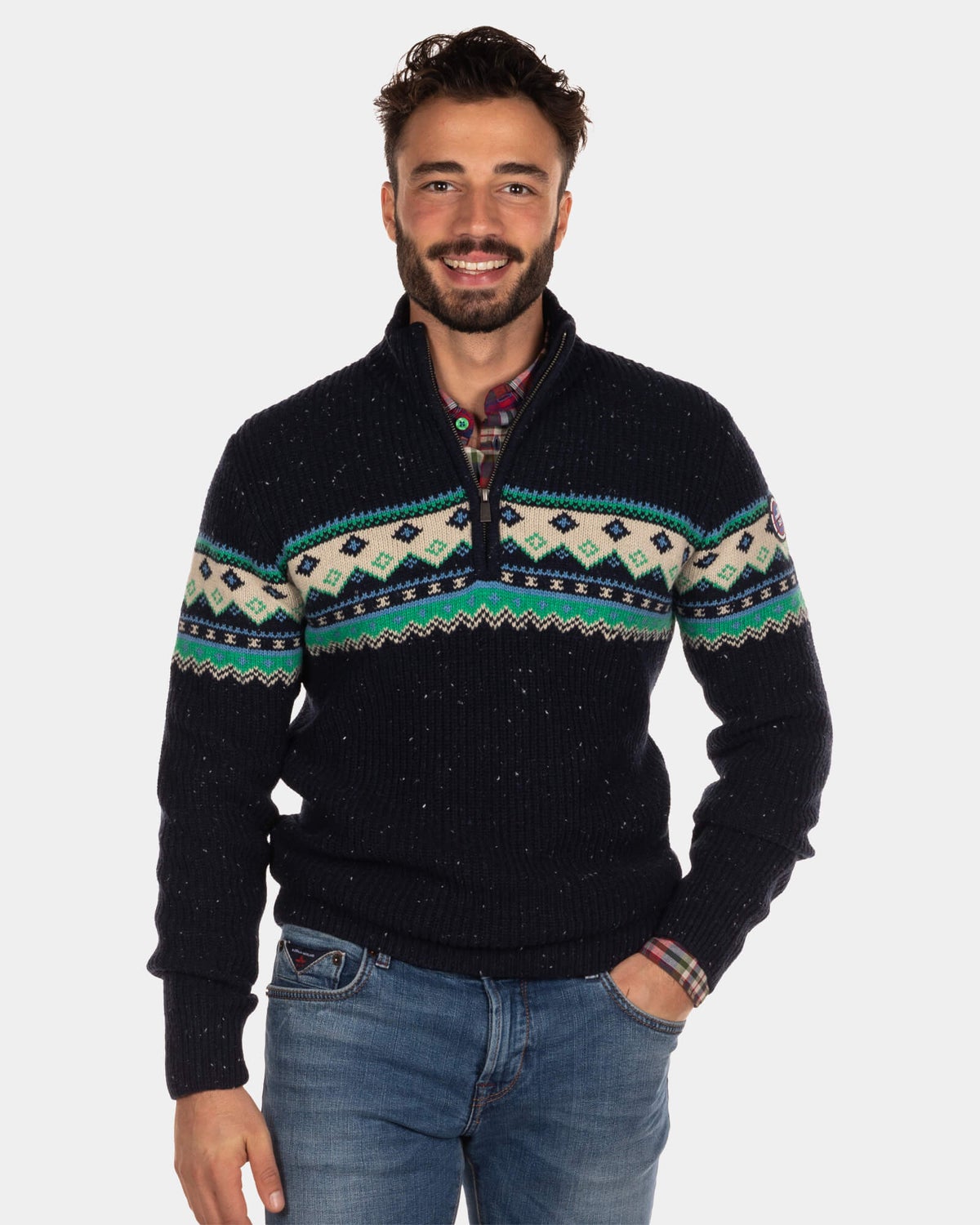 Pullover mit halbem Reißverschluss Aranga - Steady Navy