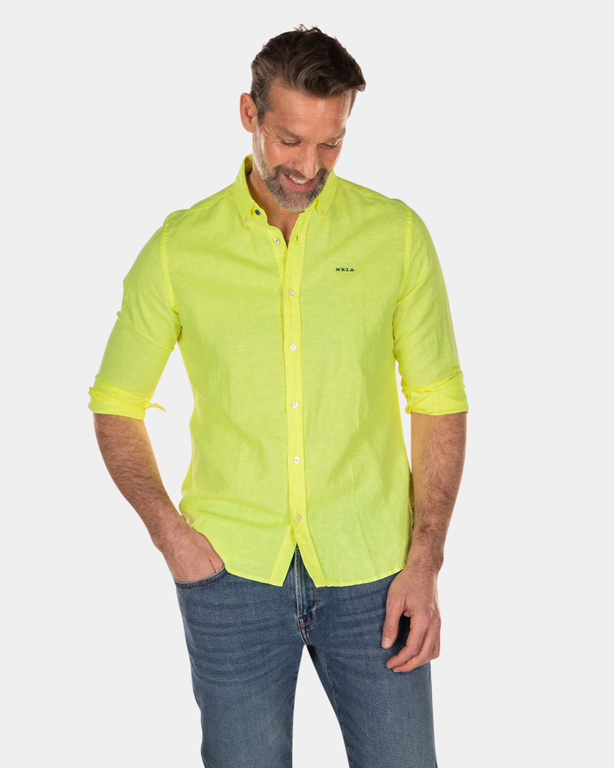 Camisa de lino lisa de manga larga - High Summer Yellow