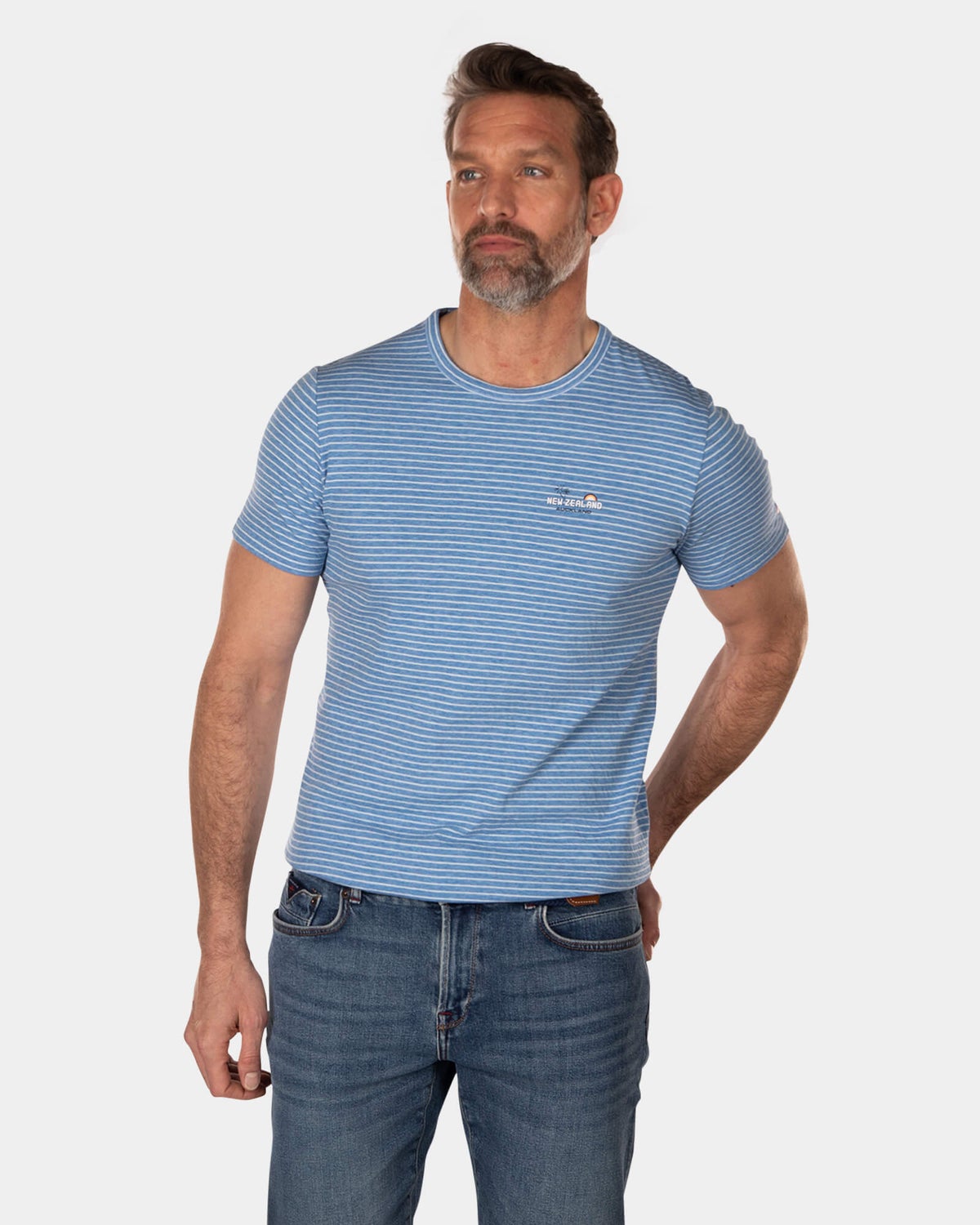 Baumwoll-T-Shirt mit Streifen - High Summer Cobalt