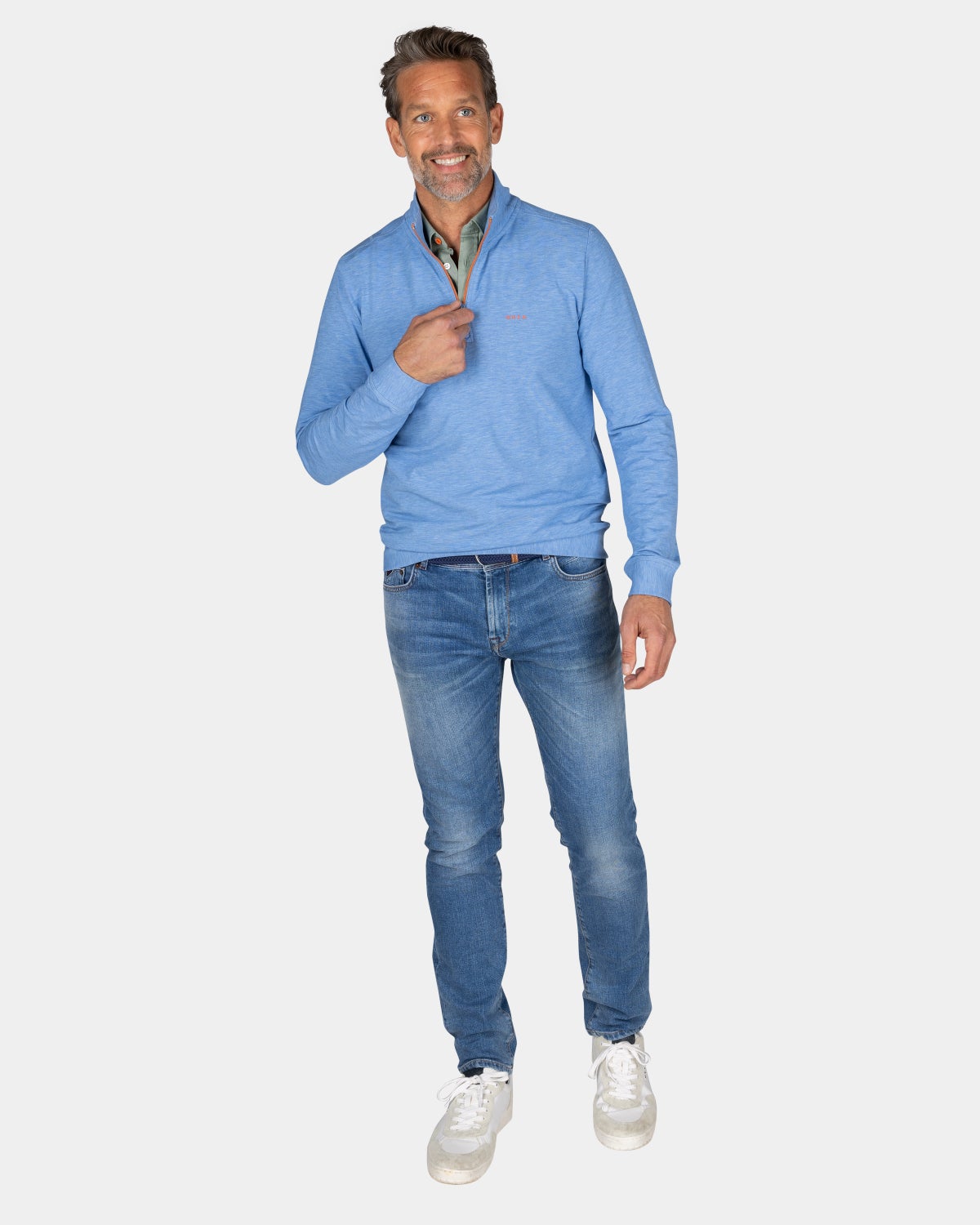 Hellblauer Sweater mit halbem Reißverschluss - Frozen Blue