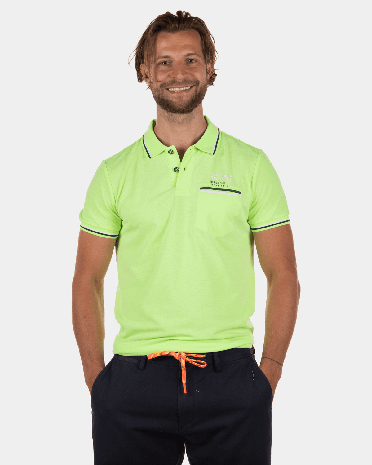 Slim fit polo Fork Stream - Cellery Neon Green