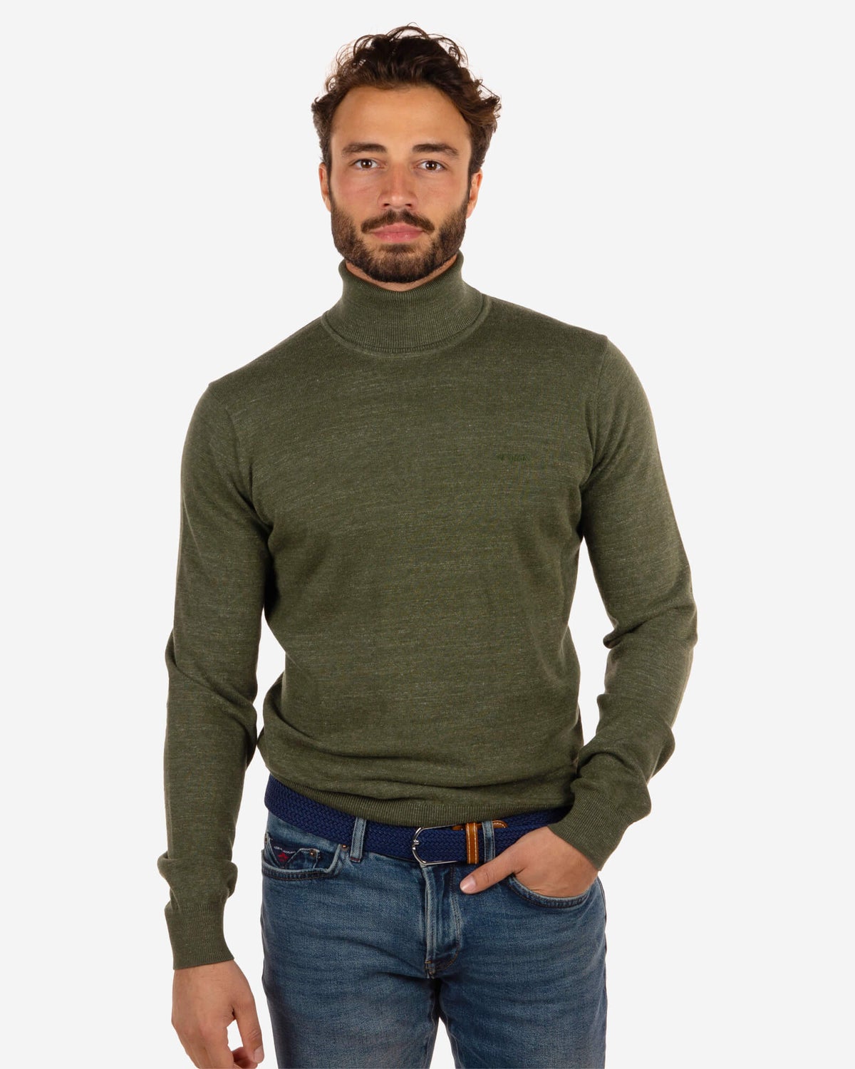 Rollkragenpullover aus Baumwolle Orbell - Rock Green