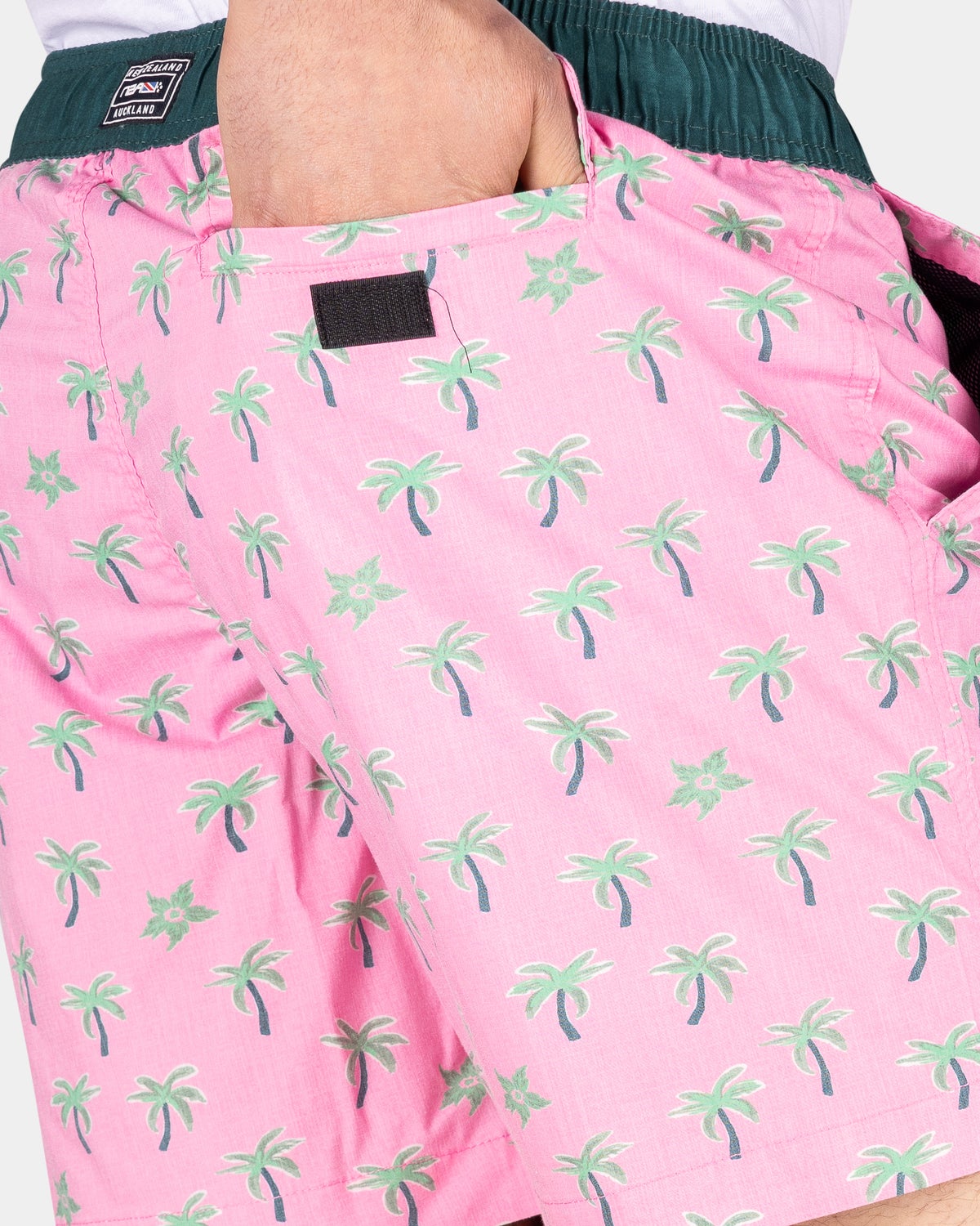 Swimming trunks with palm trees - Bright Pink