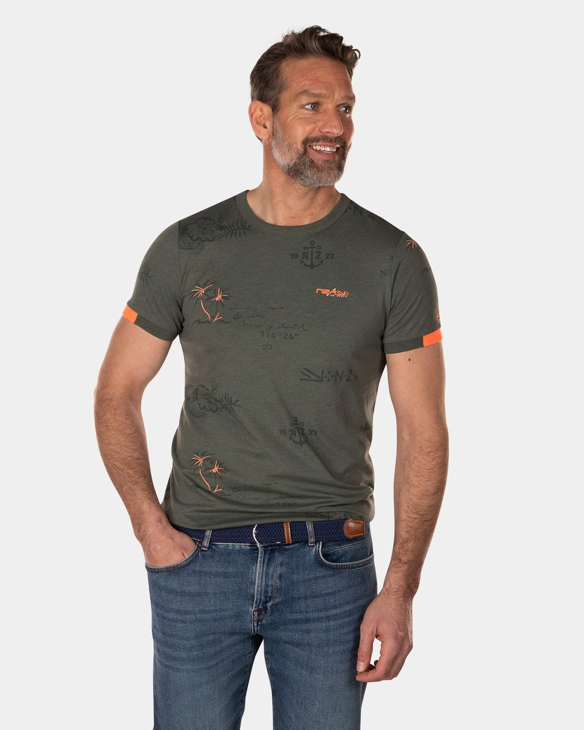 T-Shirt mit Rundhalsausschnitt und Aufdruck - High Summer Army