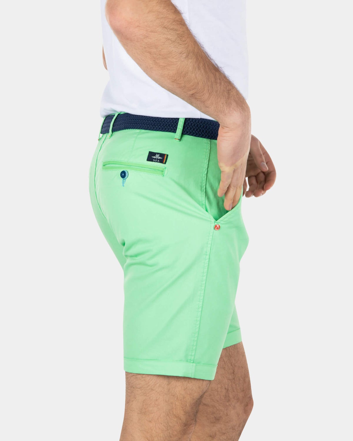 Katoenen stretch chino shorts - Sea Green