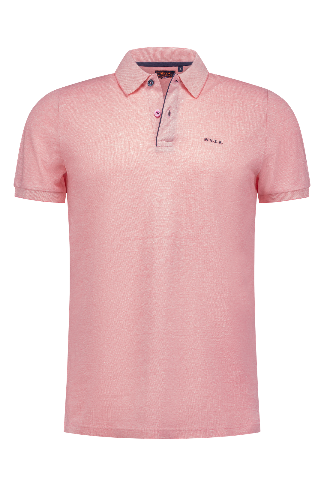 Plain polo made of cotton and linen - Bright Pink