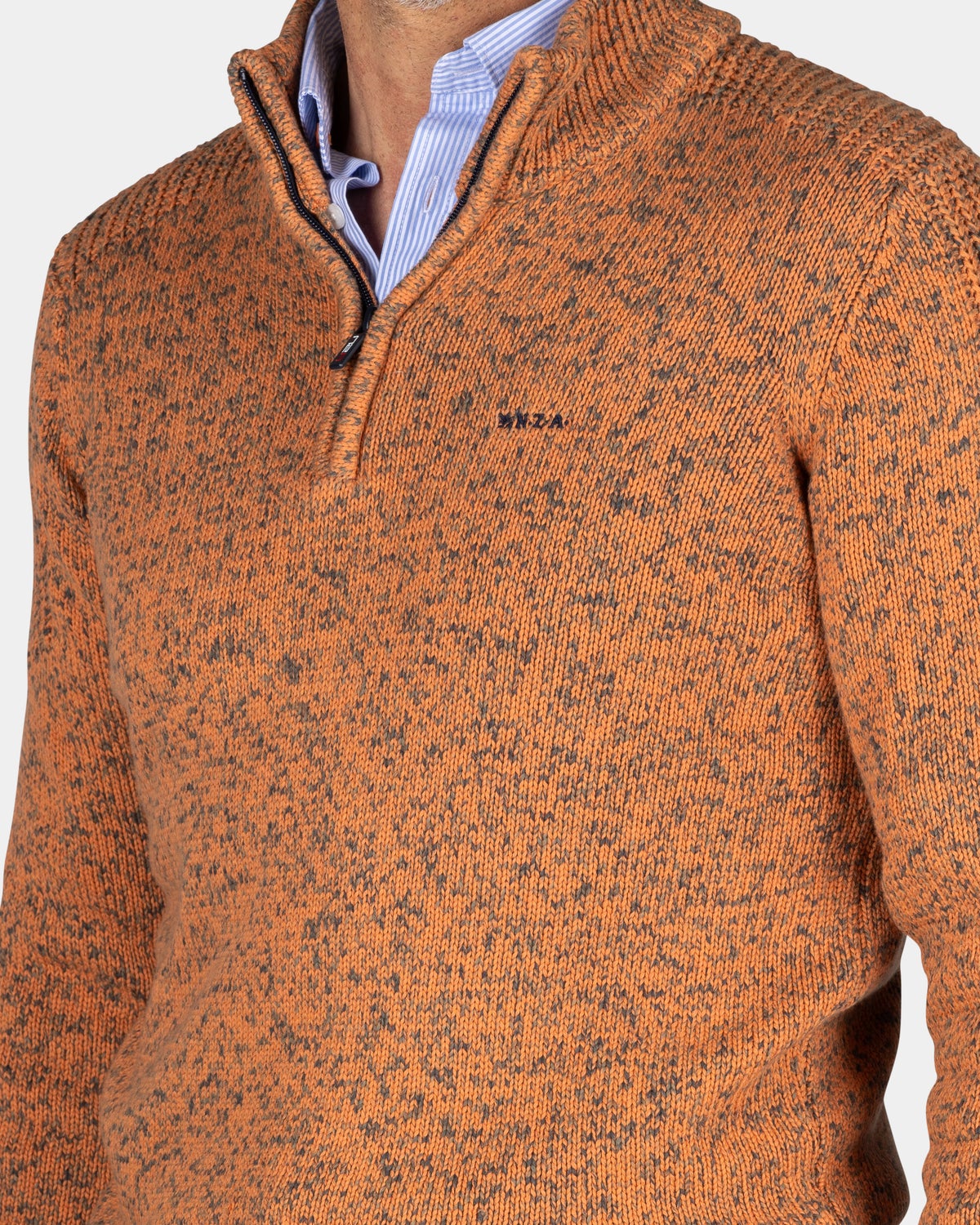 Jersey de punto naranja con media cremallera - Almond Orange