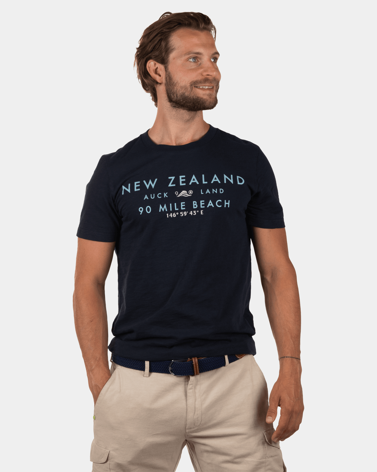 Rotokauri effen t-shirt met ronde hals - Dutch Navy