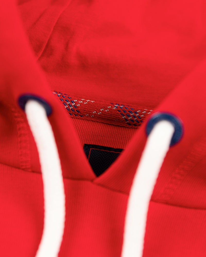 Plain hooded sweater with logo - Carmine Red