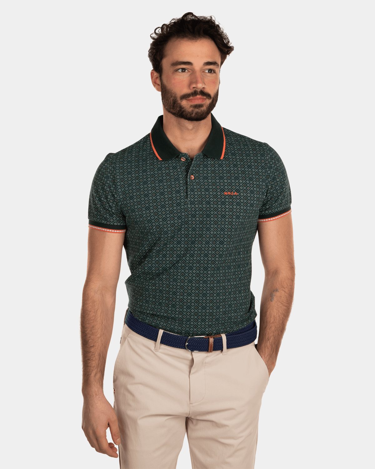 Gepunktetes Poloshirt - Dark Pine