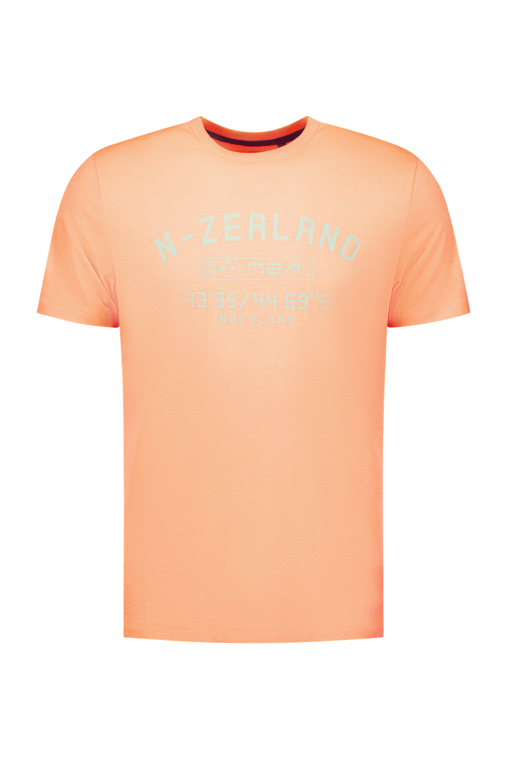 Effen t-shirt met tekst op de borst - Fresh Orange
