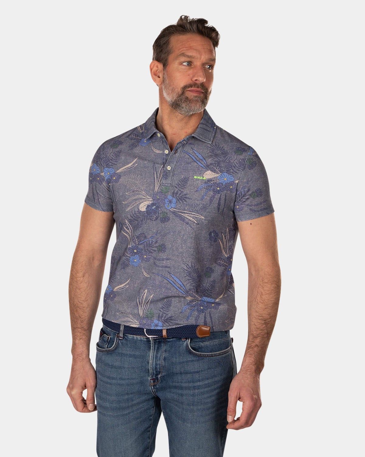 Polo met bloemenprint - High Summer Navy