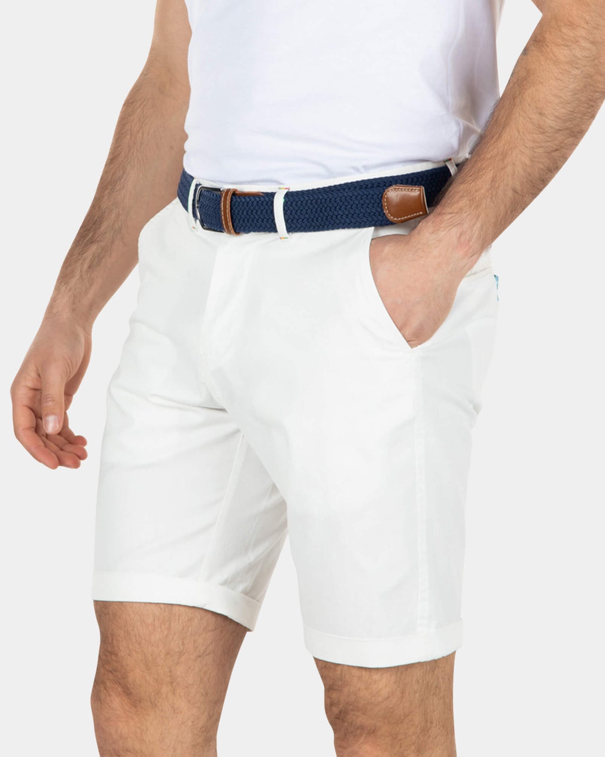 Shorts chinos de algodón elástico - Cream