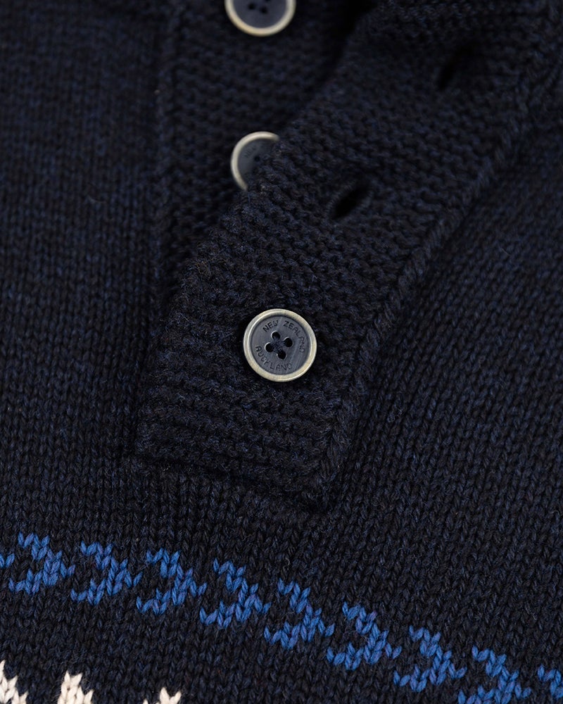 Half buttoned knitted pullover - Pitch Navy