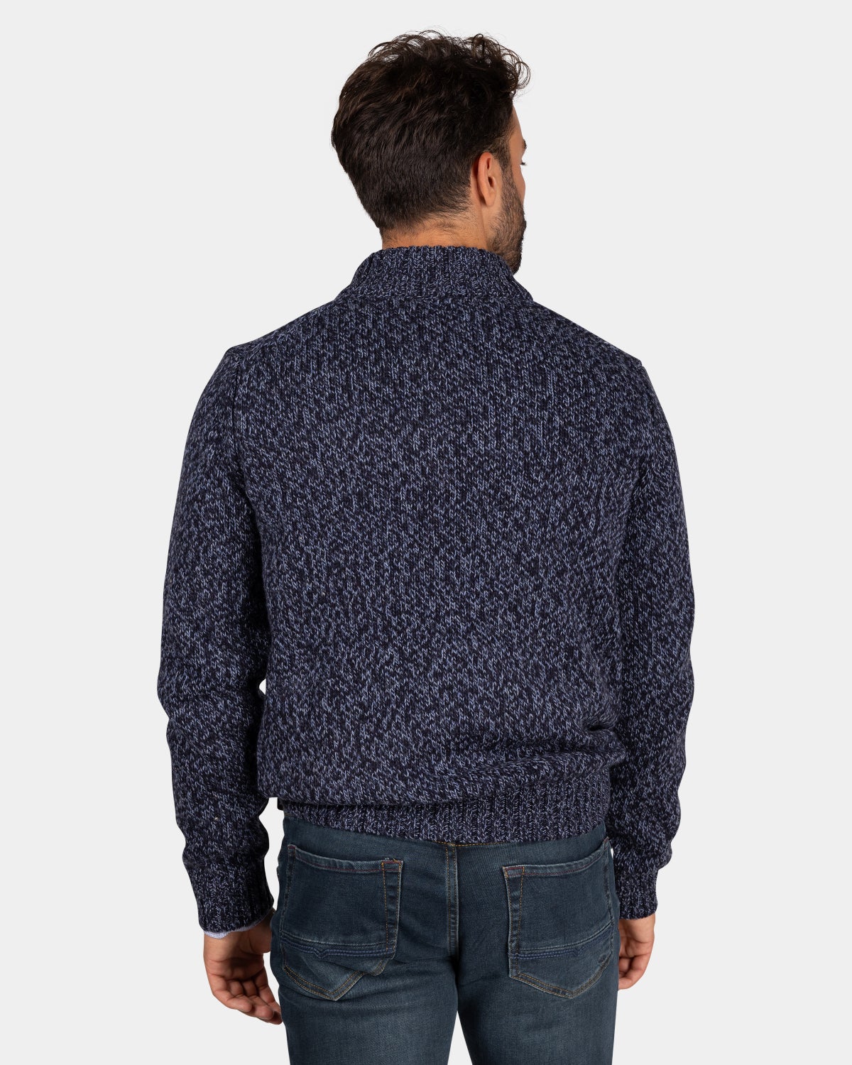 Gemêleerde donkerblauwe wollen pullover  - Winter Navy