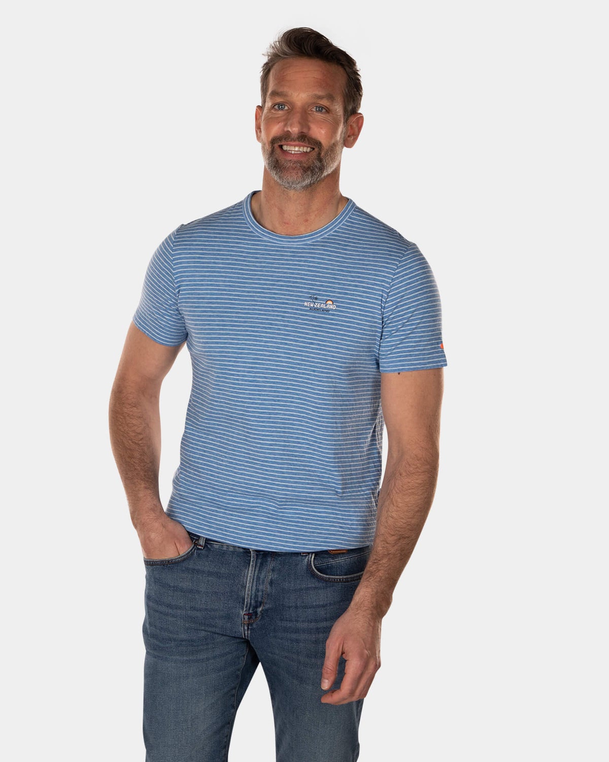 Katoenen t-shirt met streep - High Summer Cobalt