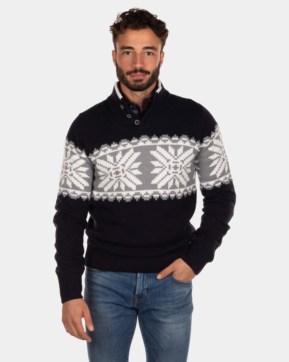 Geknöpfter Pullover Oromahoe - Steady Navy